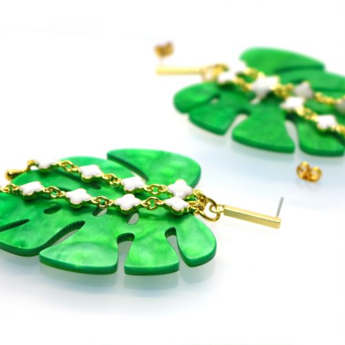 Boucles D'oreilles Feuille D'érable En Acrylique - Motif Coloré Automne Pour Femmes, Style Naturel